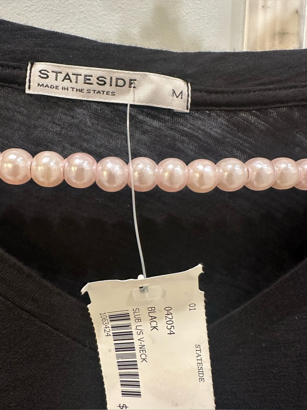 Stateside V neck Black Fitted Long Sleeve Tee - Picture 6 of 7